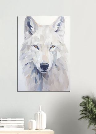 White wolf geometric poster