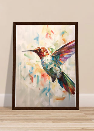 Geometric hummingbird poster