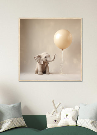 Baby elephant with balloon - Kids poster