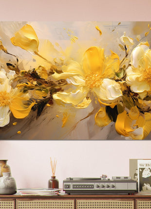 Yellow flower paint explosion poster