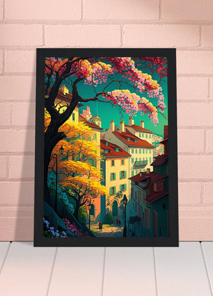 Colorful Town In Spring Poster