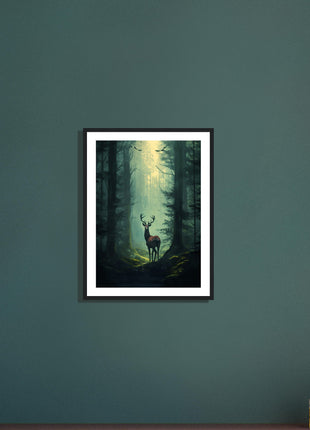 Deer in the woods poster