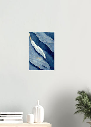 Blue abstract leafs poster