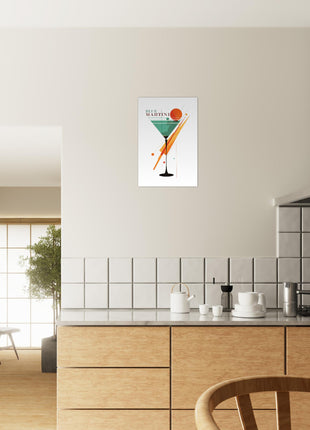 Vintage blauwe Martini-cocktailposter