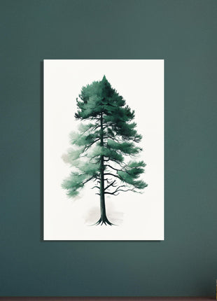 Minimalist tree on white background poster