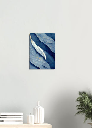 Blue abstract leafs poster