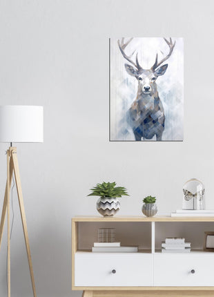 Deer in the mist with geometric blend poster