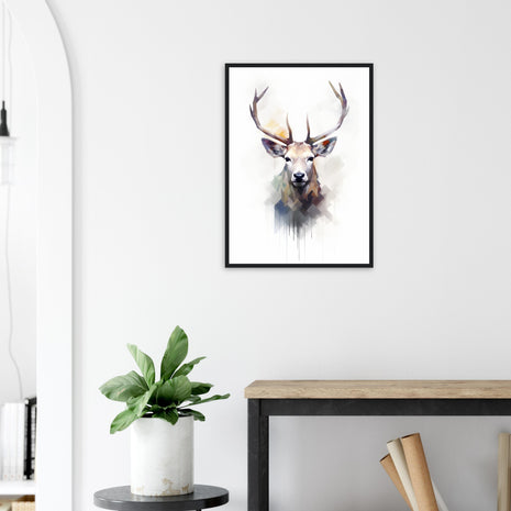 Majestic Stag Watercolor Art - farmhouse print