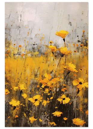 Yellow flower in field painting poster