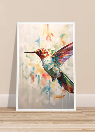 Geometric hummingbird poster