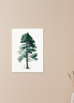 Minimalist tree on white background poster