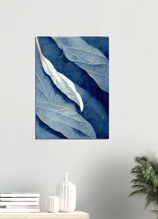 Blue abstract leafs poster