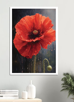 Poppy in the rain poster