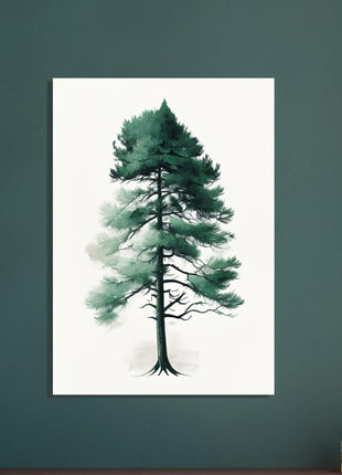 Minimalist tree on white background poster