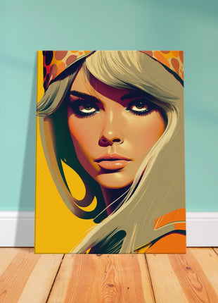 Retro Lady Poster - Yellow Orange Tone