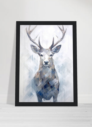 Deer in the mist with geometric blend poster