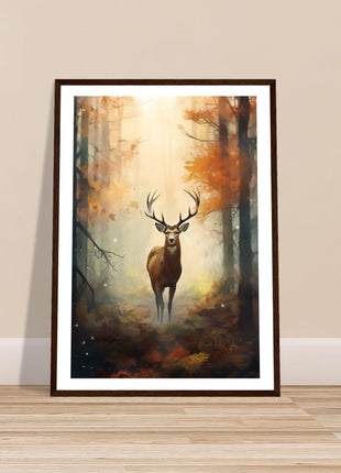 Deer in the woods painting poster