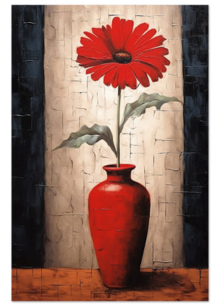 Red flower in vase poster - modern