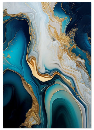 Gold and blue marble swirl poster