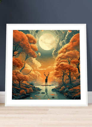 Deer fall landscape - Fall poster