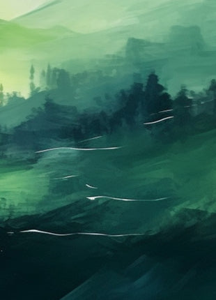 Abstract green painted landscape print (part 3 of 3)