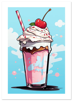 Vintage cherry milkshake poster