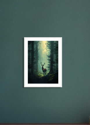 Deer in the woods poster