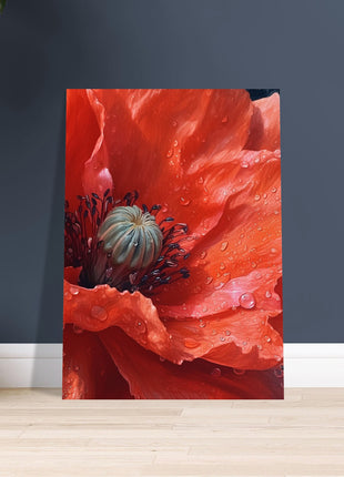 Close up red poppy flower poster