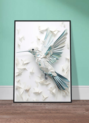 Geometric hummingbird poster