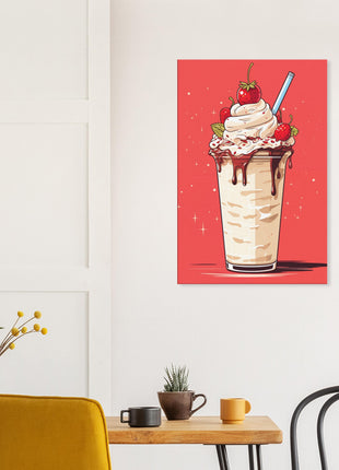 Strawberry smoothie vintage poster