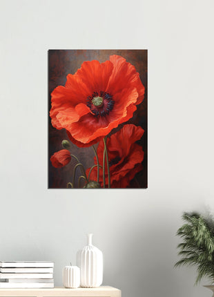 Red poppy flower poster