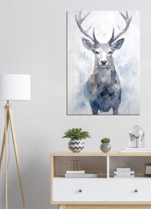 Deer in the mist with geometric blend poster