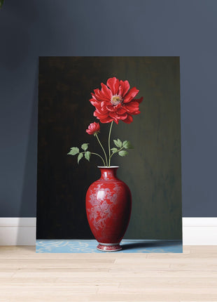 Red flower in vase poster