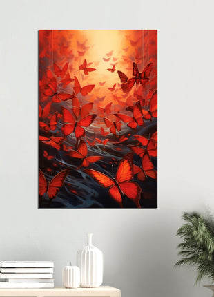 Red butterflies poster