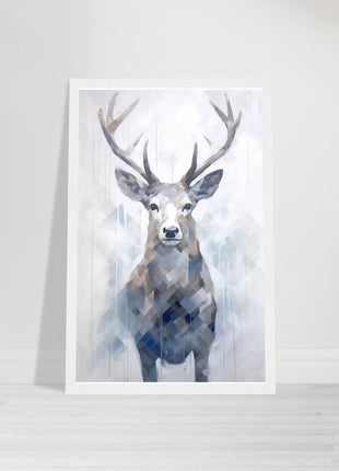 Deer in the mist with geometric blend poster