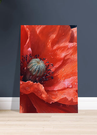 Close up red poppy flower poster