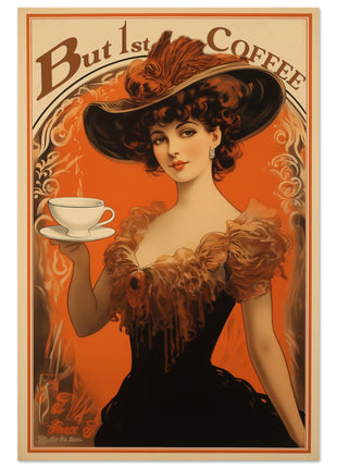 Maar 1e koffie Vintage keukenposter