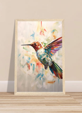 Geometric hummingbird poster