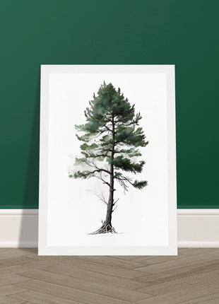 Minimalist serene pine tree poster