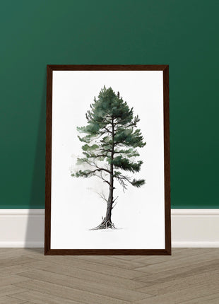 Minimalist serene pine tree poster