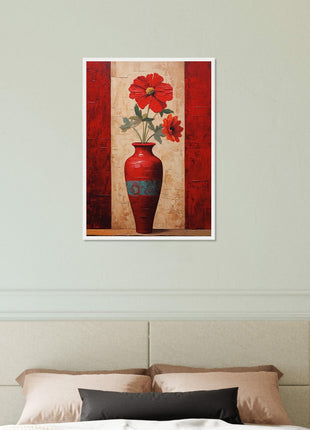 Prachtige poster met rode bloemen