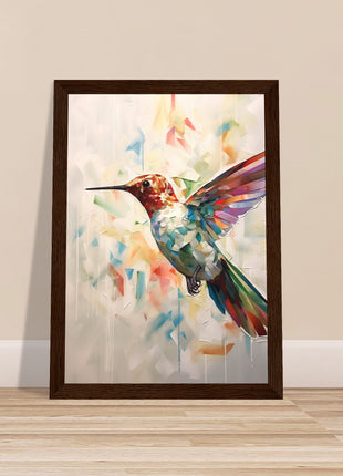 Geometric hummingbird poster