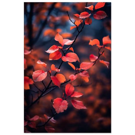 Red leaves in fall photograph poster