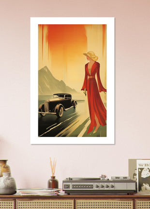 Retro dame elke en autoposter