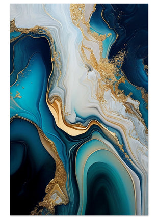 Gold and blue marble swirl poster