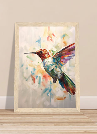 Geometric hummingbird poster