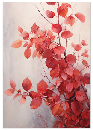 Red leaves in the mist poster