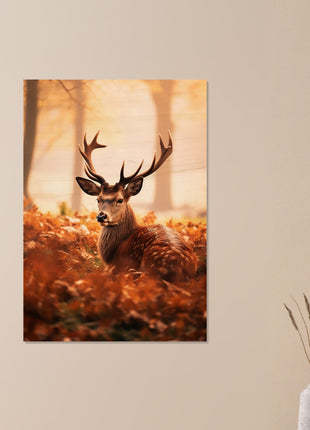 Deer in fall woods poster