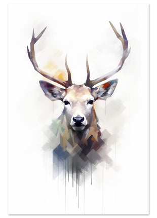 Majestic Stag Watercolor Art - farmhouse print