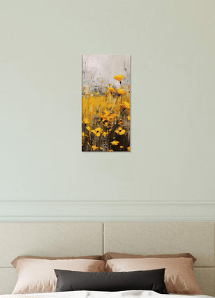 Yellow flower in field painting poster